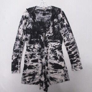 XCVI Jacket Small Ruffle Lagenlook Zip Lace Hood Tie Dye Cozy Travel Comfort